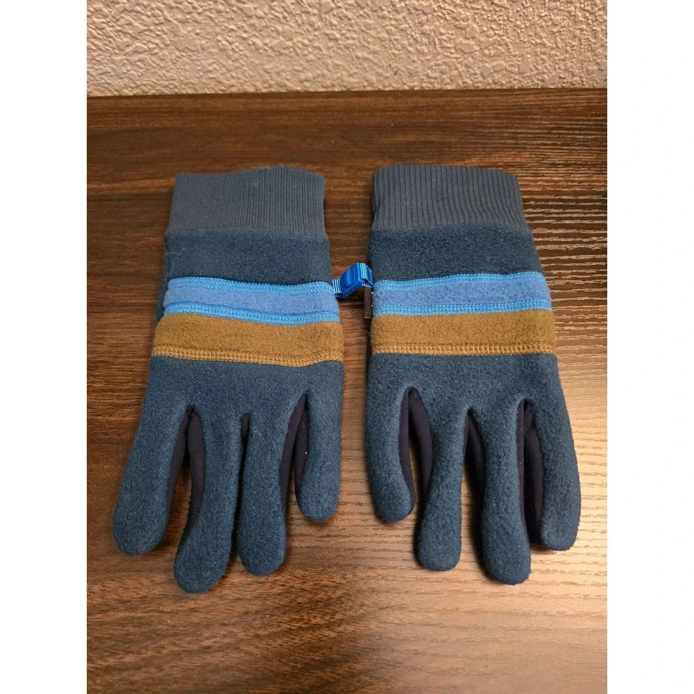 Cotopaxi Fleece Tech Gloves Navy Blue Striped Touchscreen Compatible Small
